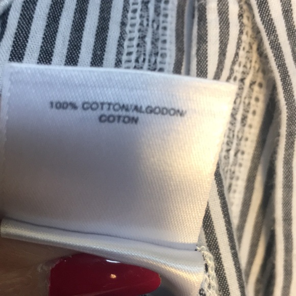 ANNE KLEIN 100% Cotton Striped Shirt w/Logo Buttons Tie Accents on 3/4 Sleeves - Picture 14 of 15